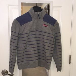 VINEYARD VINES RACE STRIPE SHEP SHIRT GRAY HEATHER